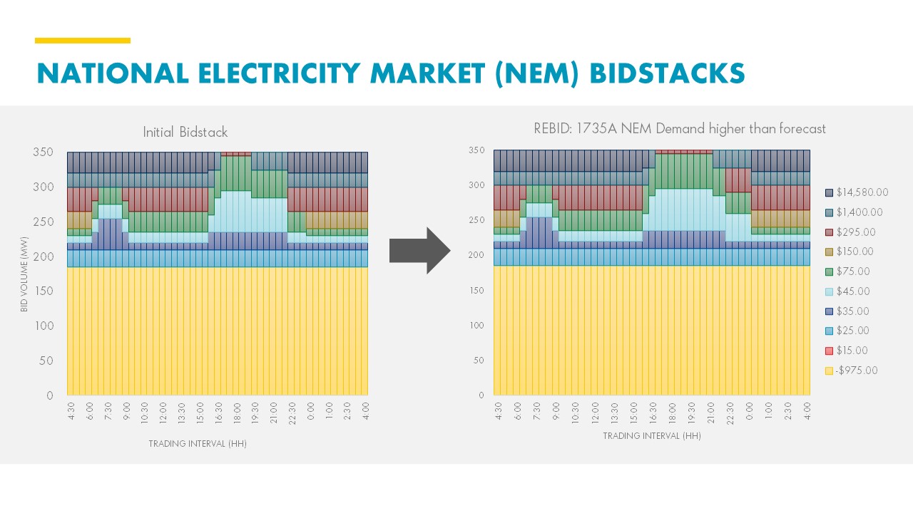 National electricity market (NEM) bidstacks